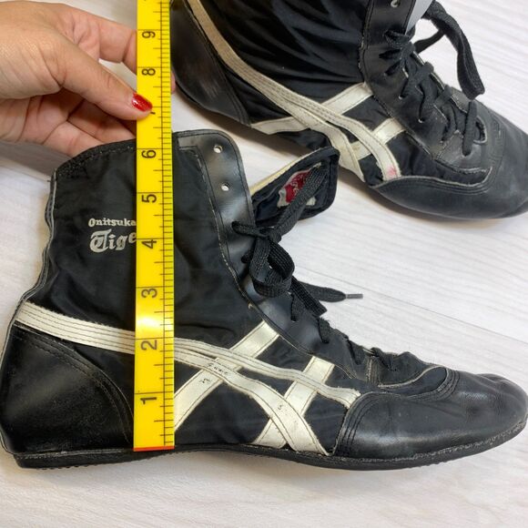 Vintage Onitsuka Tiger Wrestling Shoes Size 10.5 - Rare 70s Black/White Leather - Picture 10 of 10